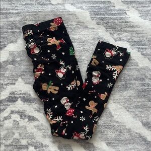 Holiday Time Black Leggings with Festive Prints